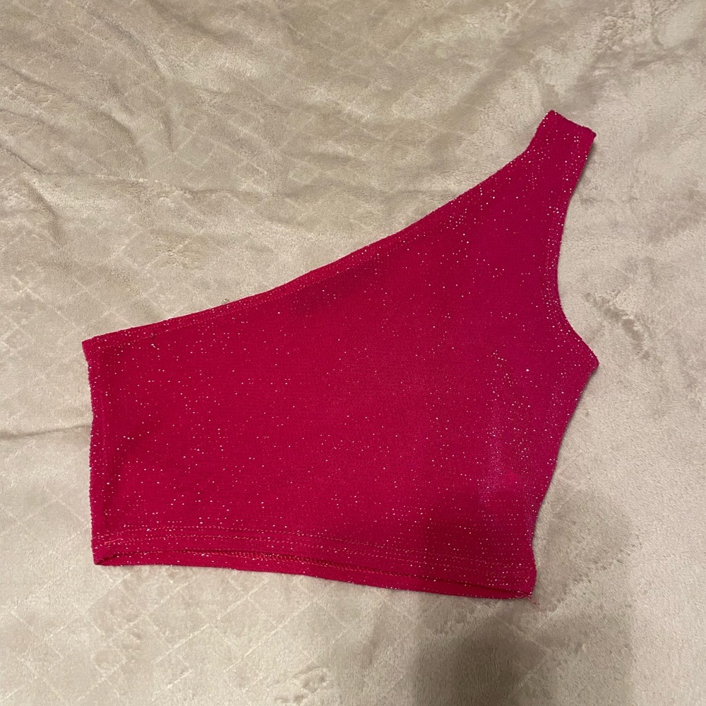 Sparkly one-shoulder top